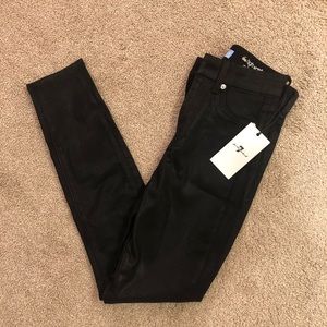 7 For All Mankind Black Coated Skinny Ankle Jeans